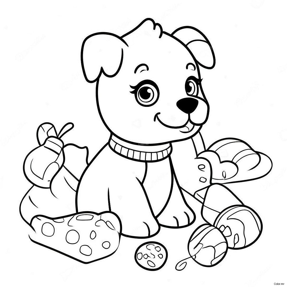 Cute Puppy Barbie Dog Playing With Toys Coloring Page 27995 25431