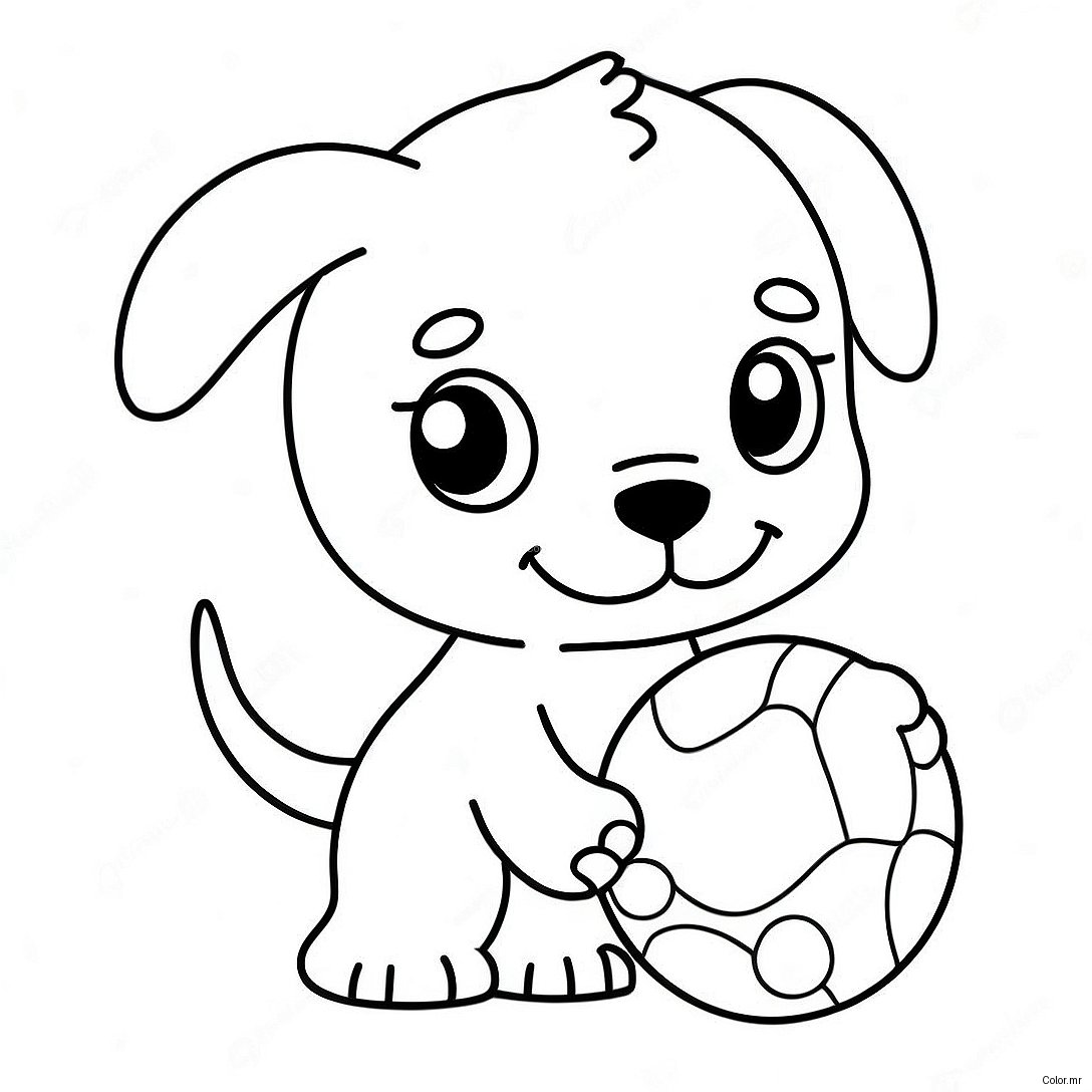 Cute Puppy Dog Playing With Ball Coloring Page 11098 9093