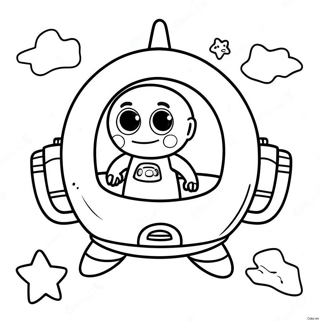 Cute Toy Story Alien In Spaceship Coloring Page 69994 57883