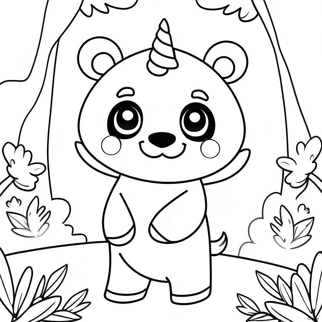 Cute Unicorn Panda In A Magical Forest Coloring Page 26553 24301