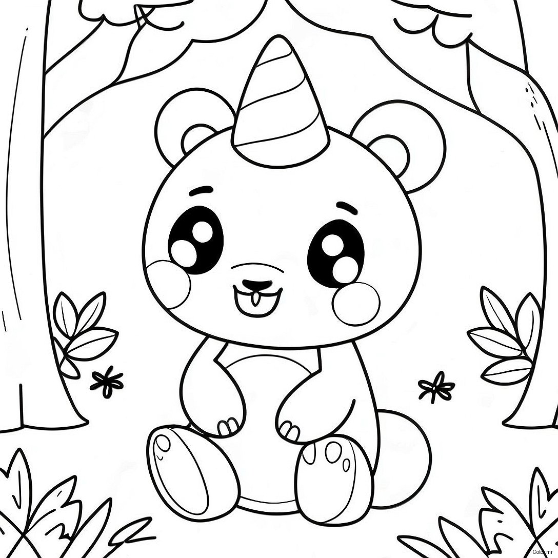 Cute Unicorn Panda In A Magical Forest Coloring Page 26553 24302