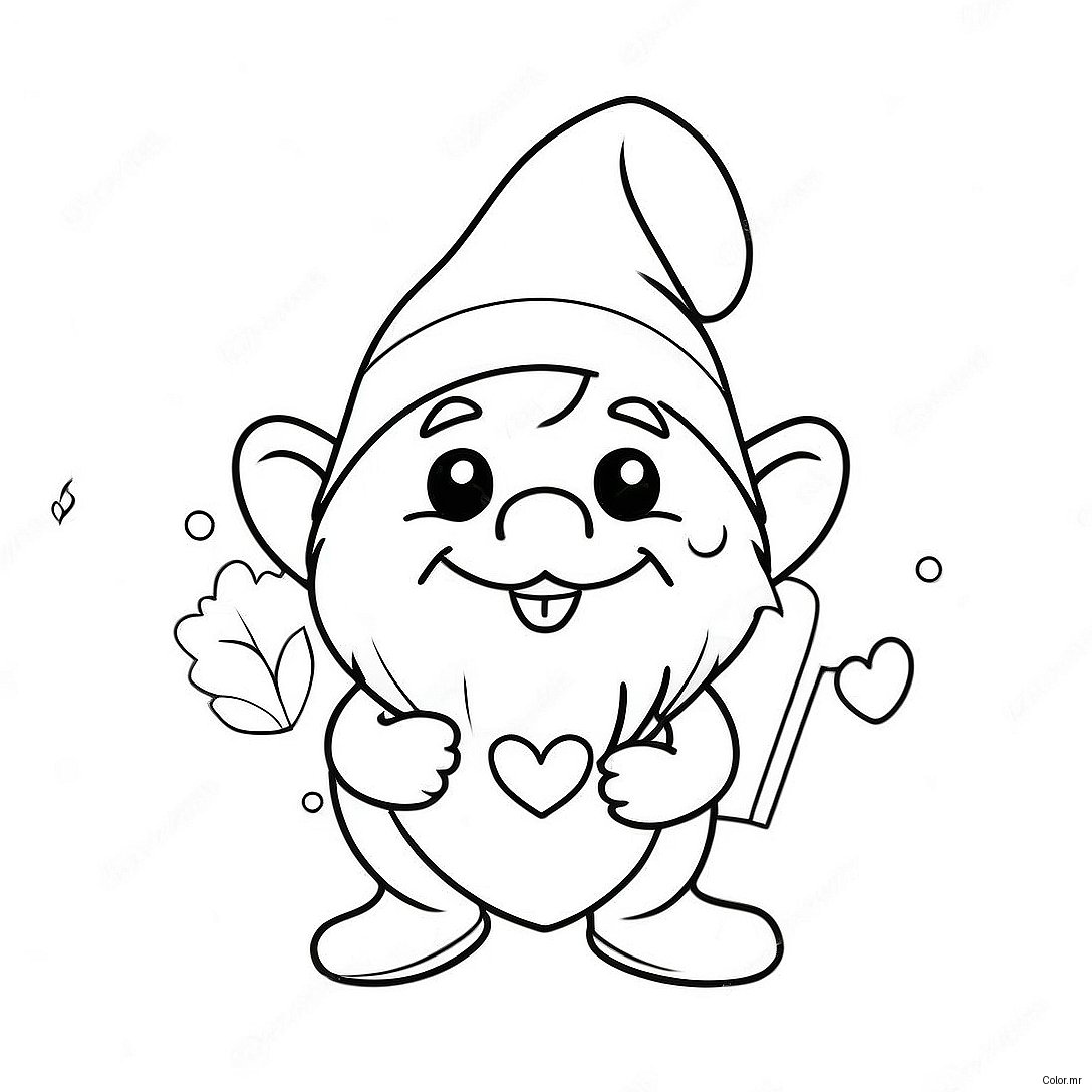 Cute Valentine Gnome With Heart Coloring Page 5955 4757