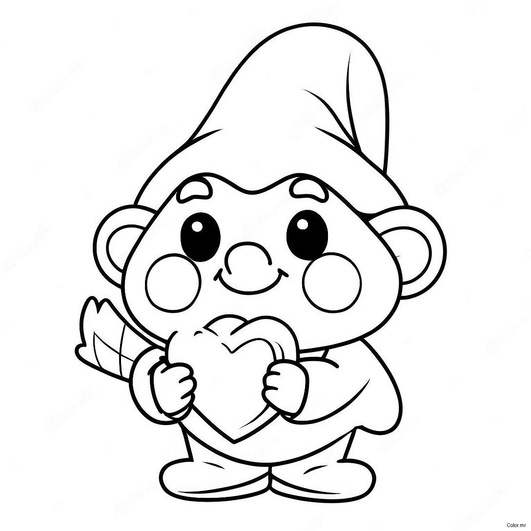 Cute Valentine S Day Gnome With Heart Coloring Page 51845 43166