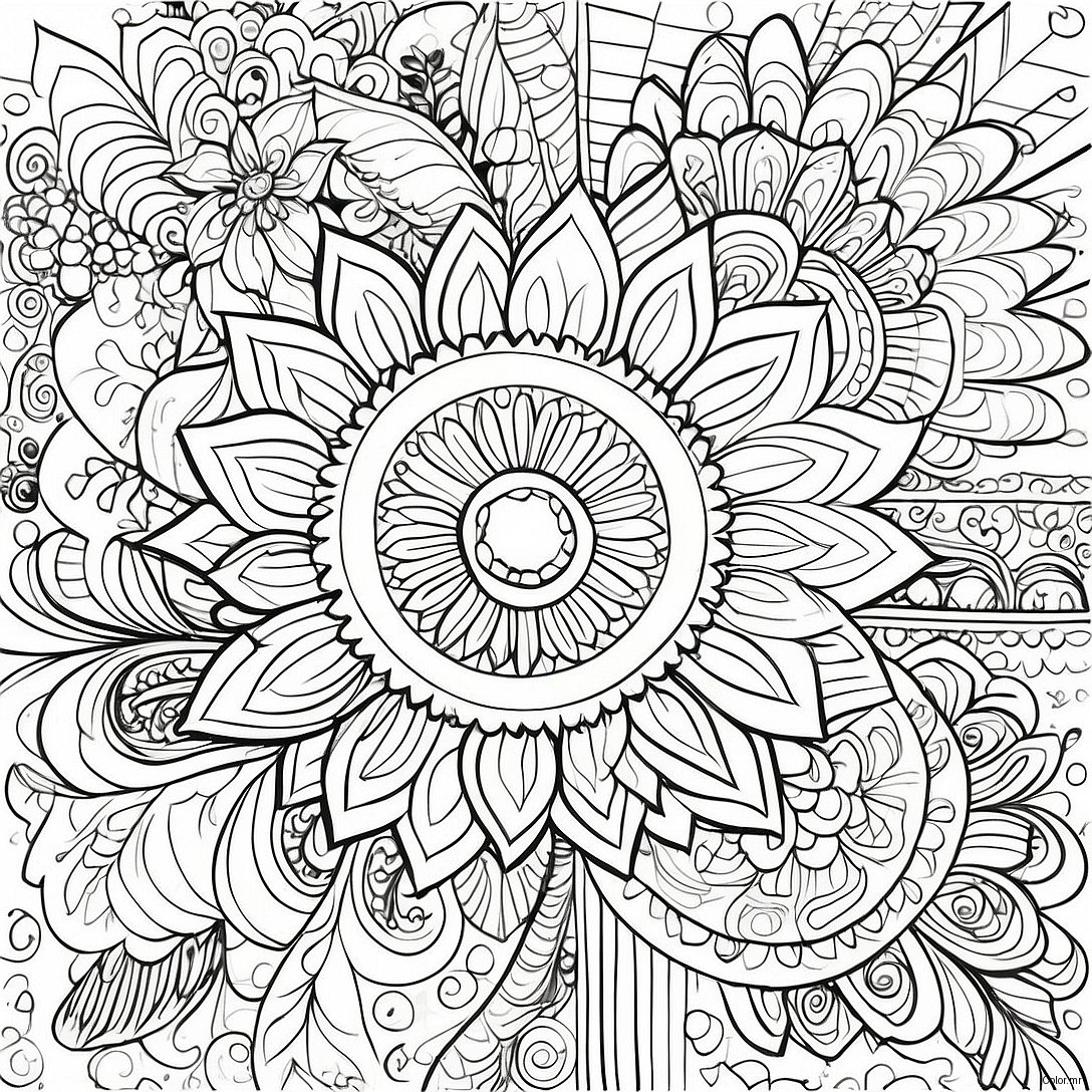 Detailed Grayscale Floral Mandala Coloring Page 12537 10425