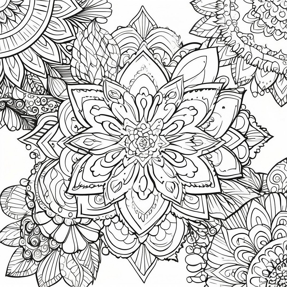 Detailed Grayscale Floral Mandala Coloring Page 12537 10427