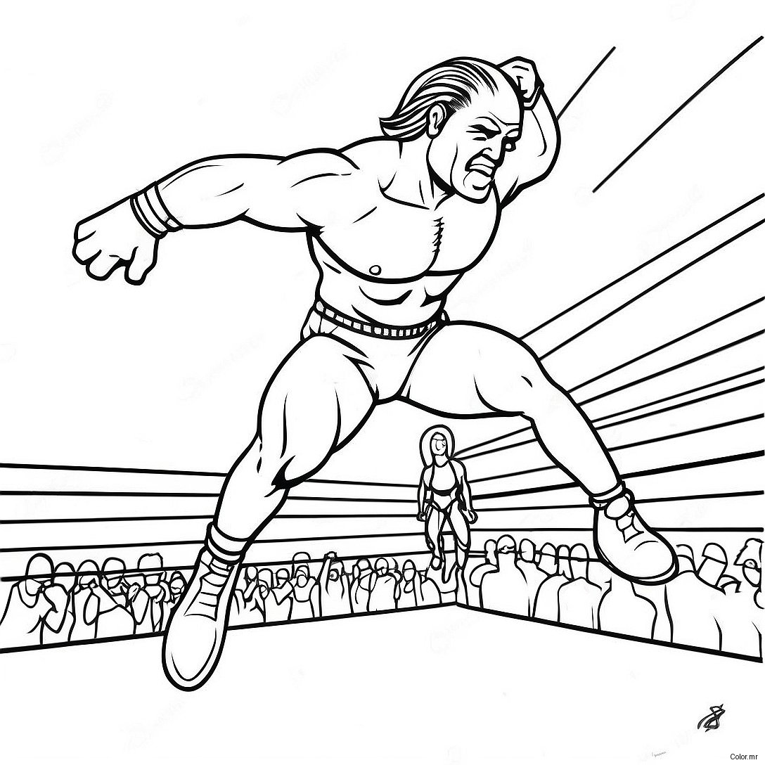 Detailed Wwe Wrestler Jumping On Opponent Coloring Page 57002 47367