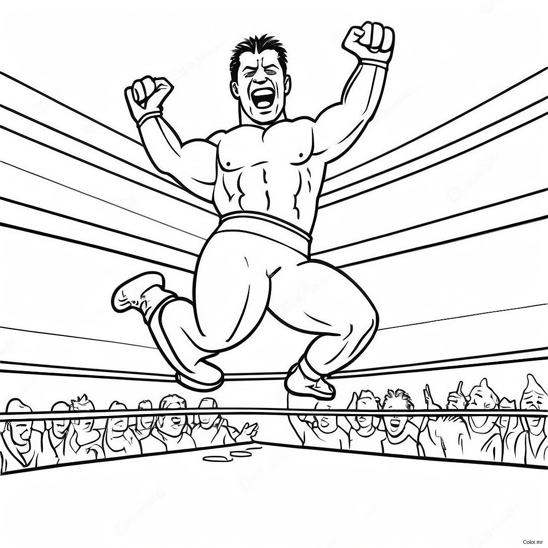 Detailed Wwe Wrestler Jumping On Opponent Coloring Page 742 593