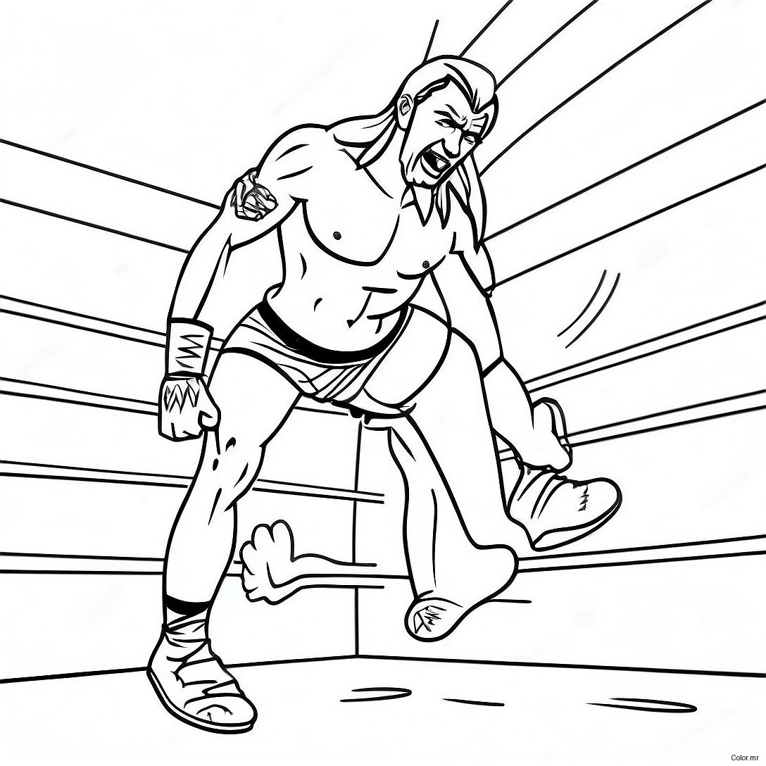 Detailed Wwe Wrestler Jumping On Opponent Coloring Page 742 594