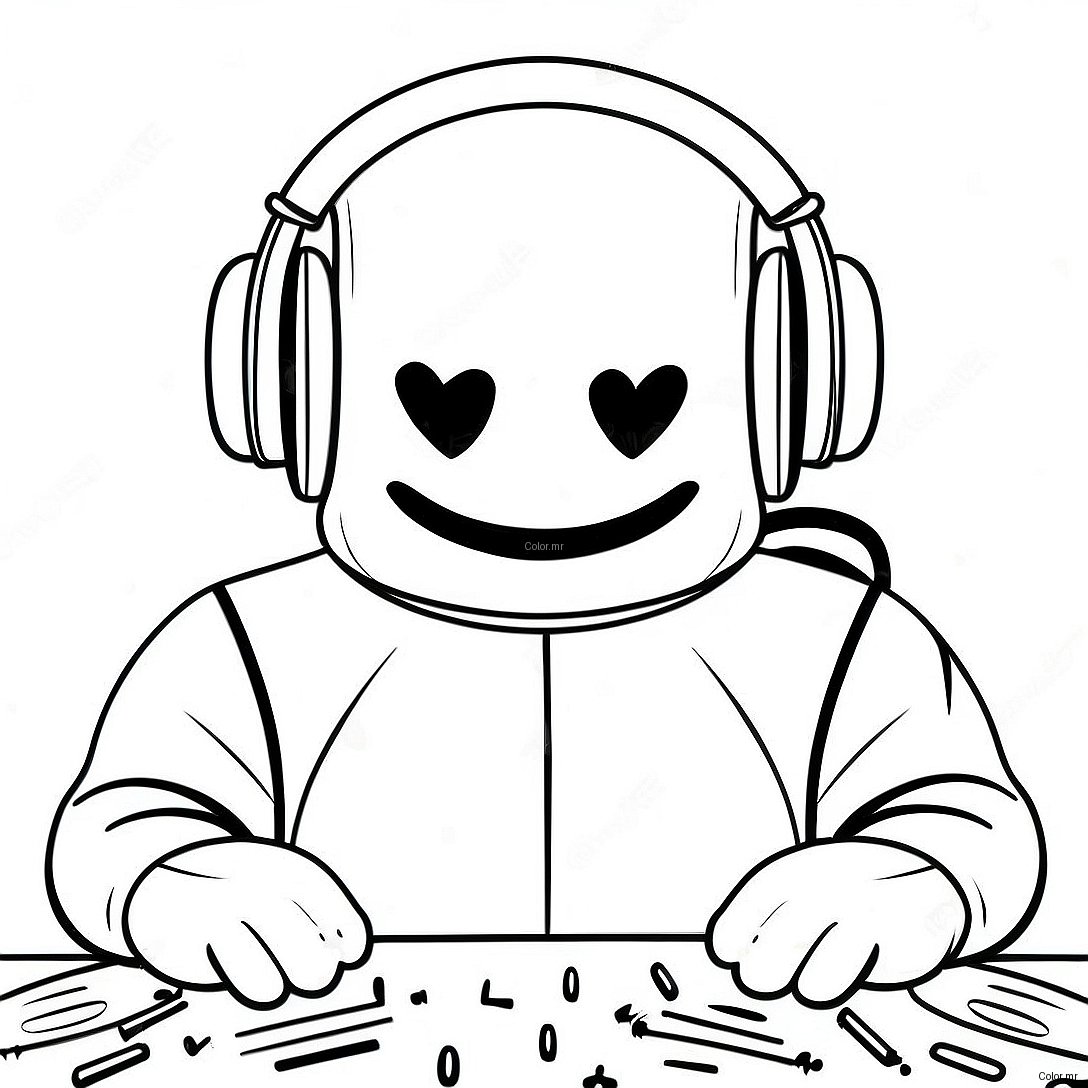 Dj Marshmello With Colorful Headphones Coloring Page 30789 27627