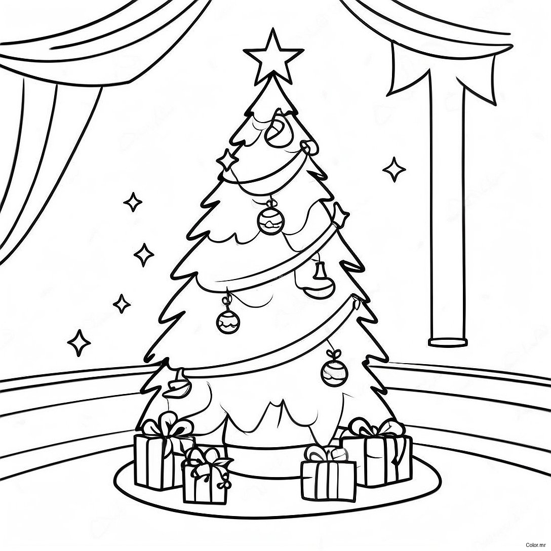 Elegant Christmas Tree With Twinkling Lights Coloring Page 19139 16001