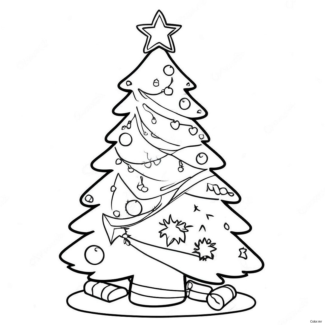 Elegant Christmas Tree With Twinkling Lights Coloring Page 19139 16002