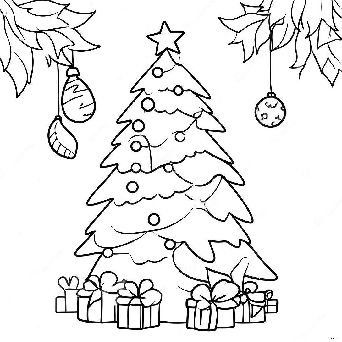 Elegant Christmas Tree With Twinkling Lights Coloring Page 19139 16003