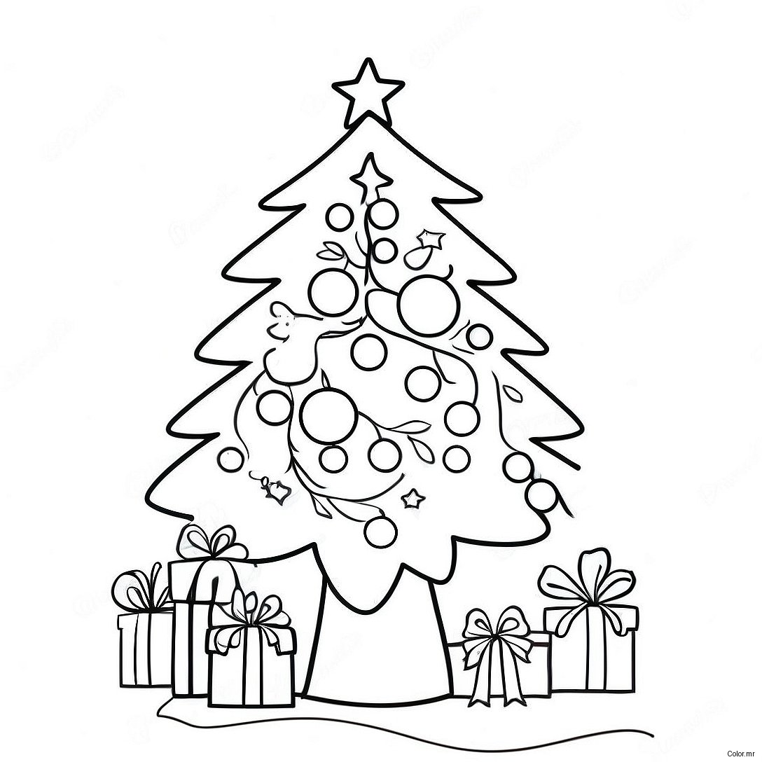 Elegant Christmas Tree With Twinkling Lights Coloring Page 19139 16004