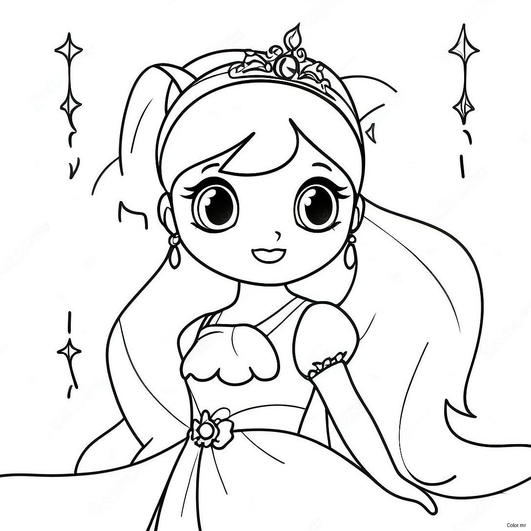 Elegant Princess Serenity In A Sparkling Dress Coloring Page 26037 23903