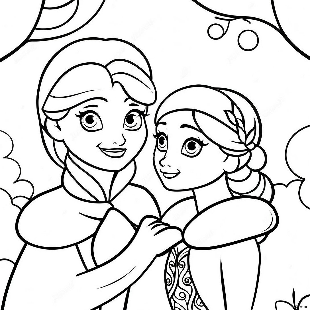 Elsa And Anna In Winter Wonderland Coloring Page 3580 2910