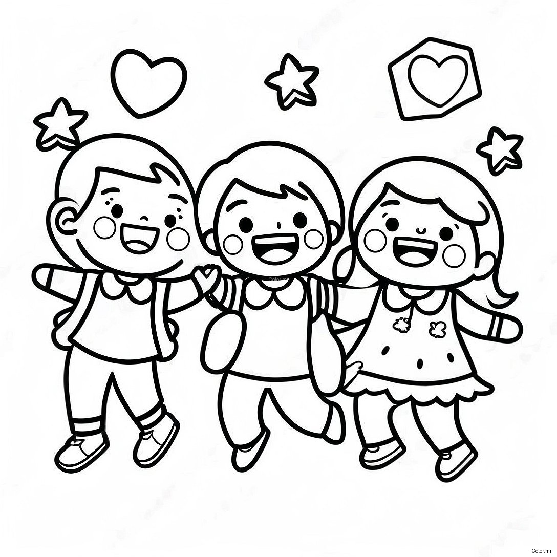 Excited Kids On First Day Of School Coloring Page 9417 7692