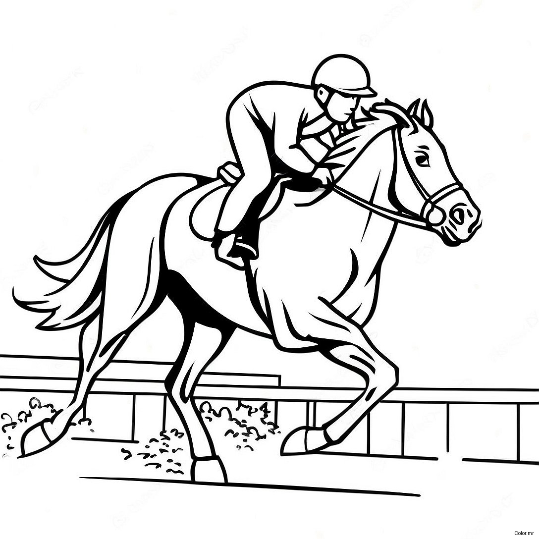Exciting Jockey Riding A Galloping Horse Coloring Page 57755 48019