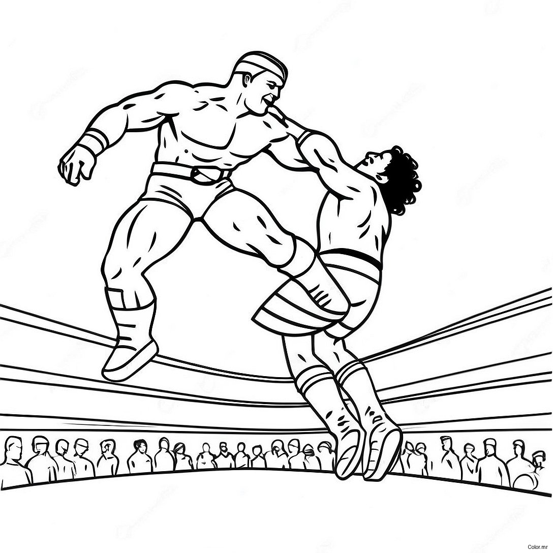 Exciting Wwe Wrestler Jumping On Opponent Coloring Page 32440 16852