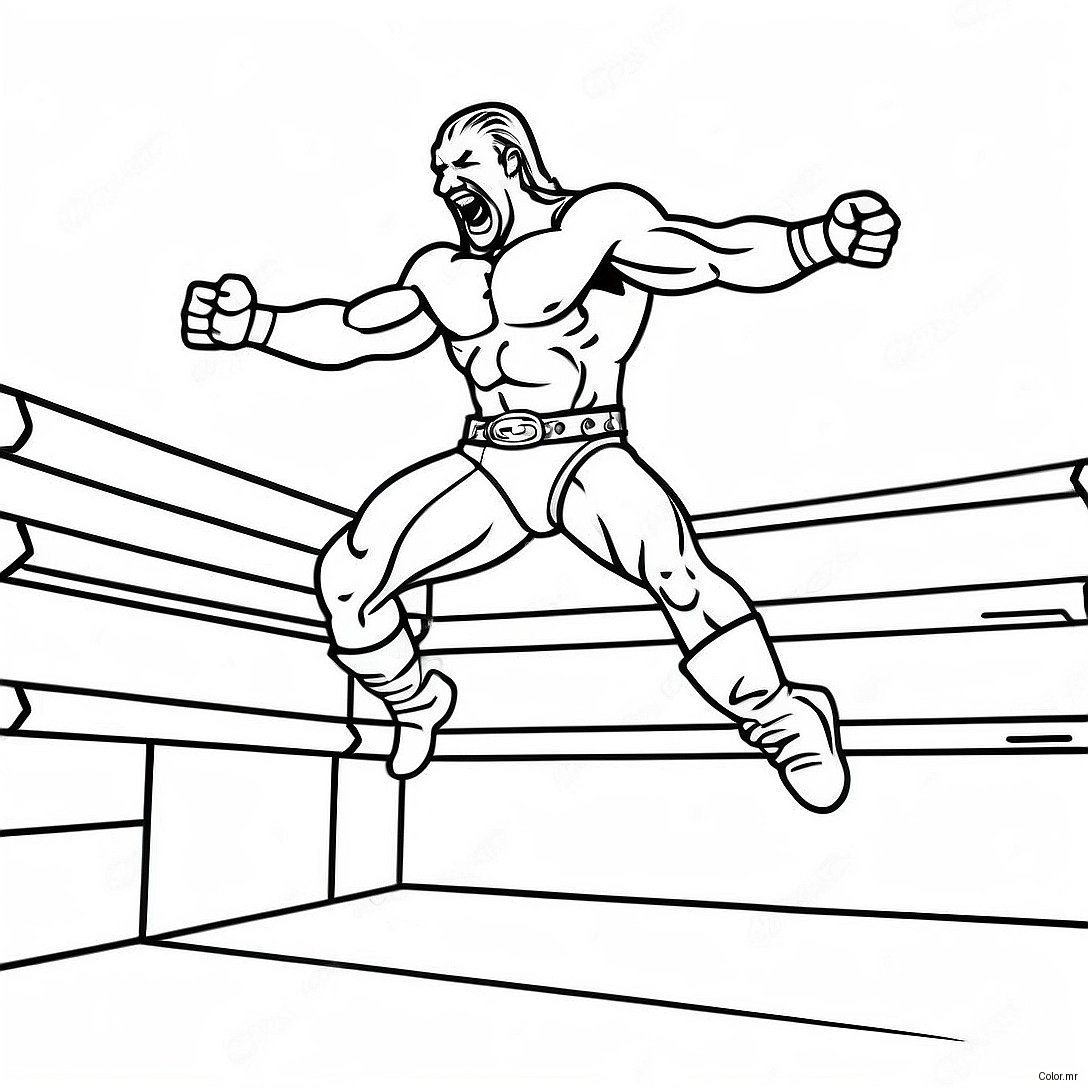 Exciting Wwe Wrestler Jumping On Opponent Coloring Page 62999 52162