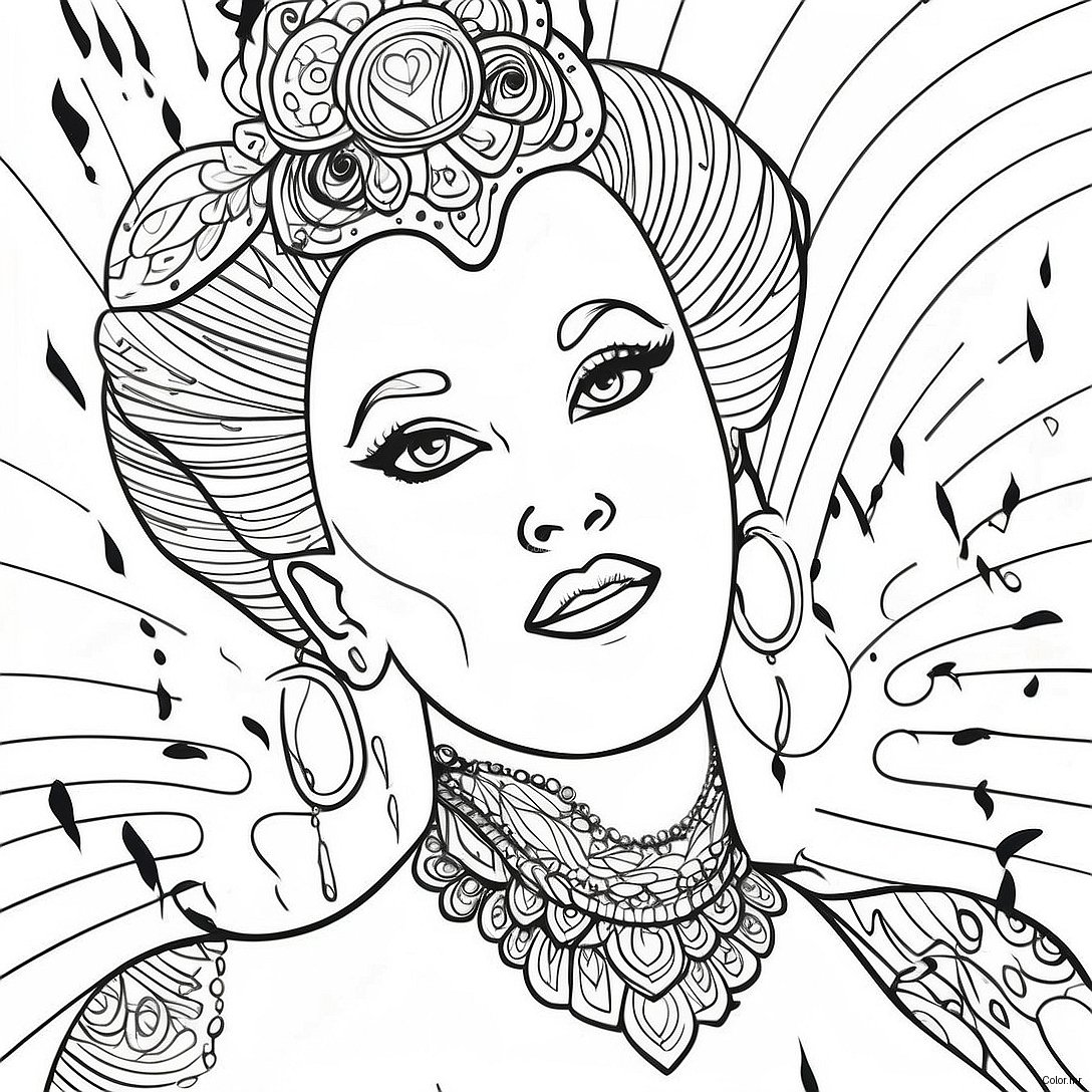 Fabulous Drag Queen In Glittering Costume Coloring Page 49055 40757