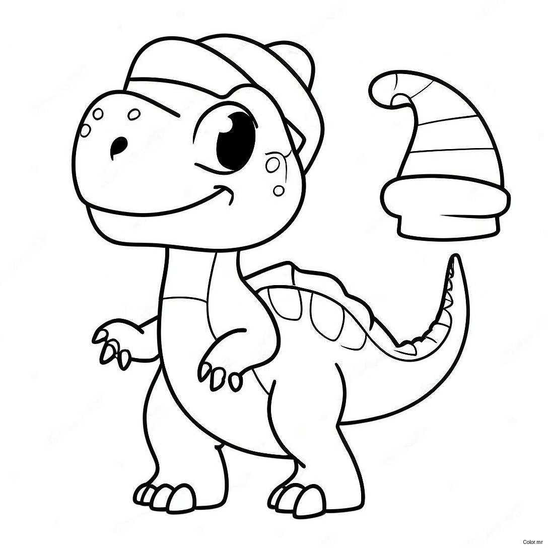 Festive Dinosaur With Santa Hat Coloring Page 2633 2151