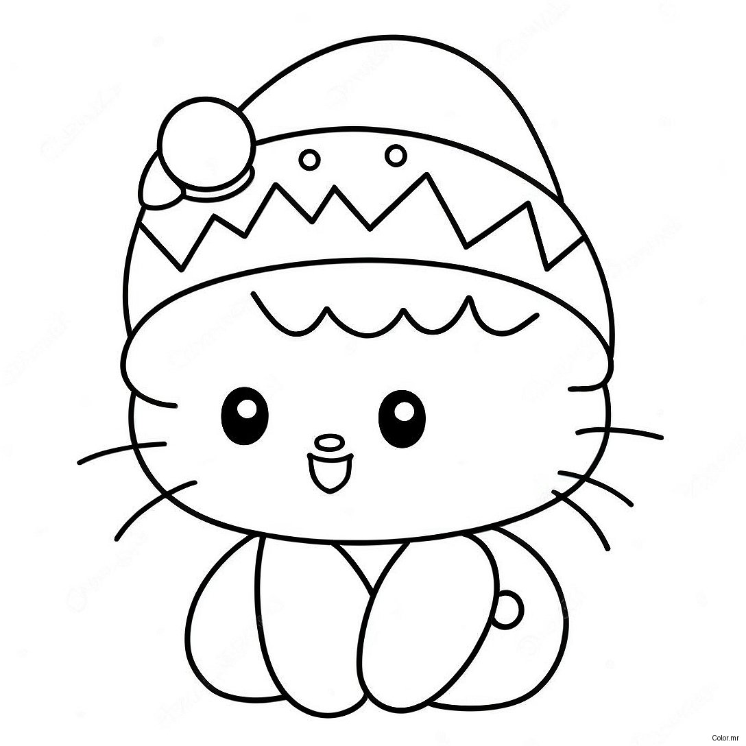 Festive Hello Kitty With Santa Hat Coloring Page 21523 19830