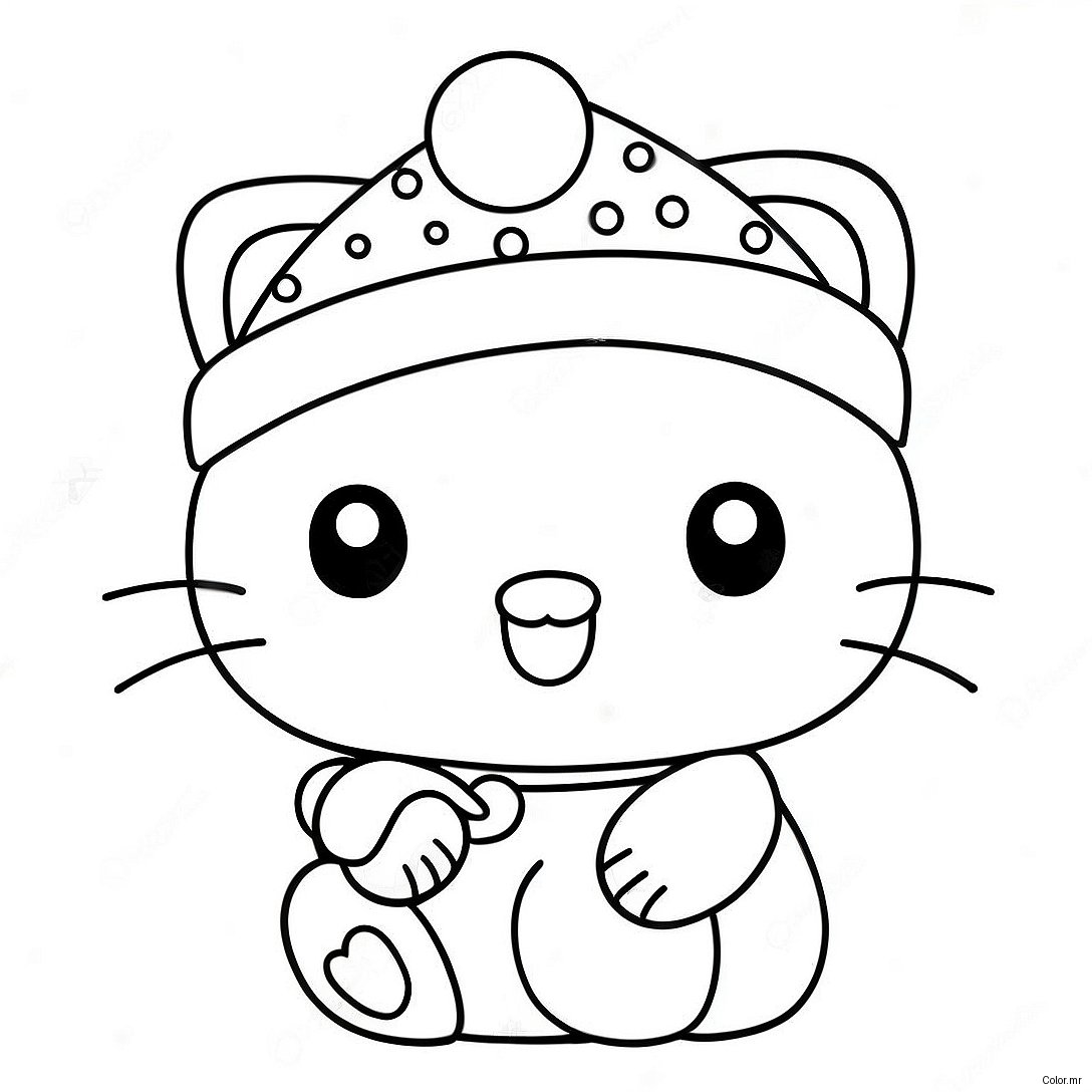 Festive Hello Kitty With Santa Hat Coloring Page 21523 19973