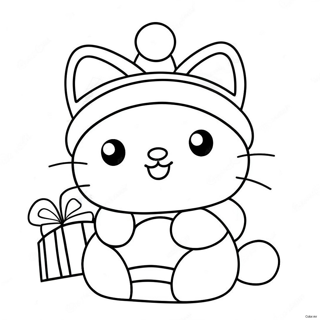 Festive Hello Kitty With Santa Hat Coloring Page 23874 22011