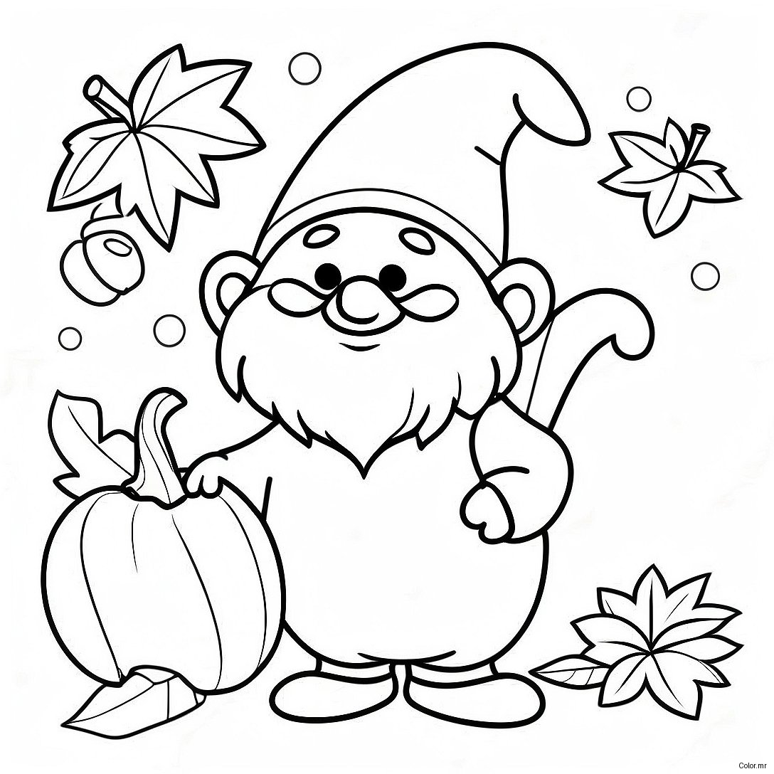 Festive Thanksgiving Gnome With Pumpkin Coloring Page 70644 58409