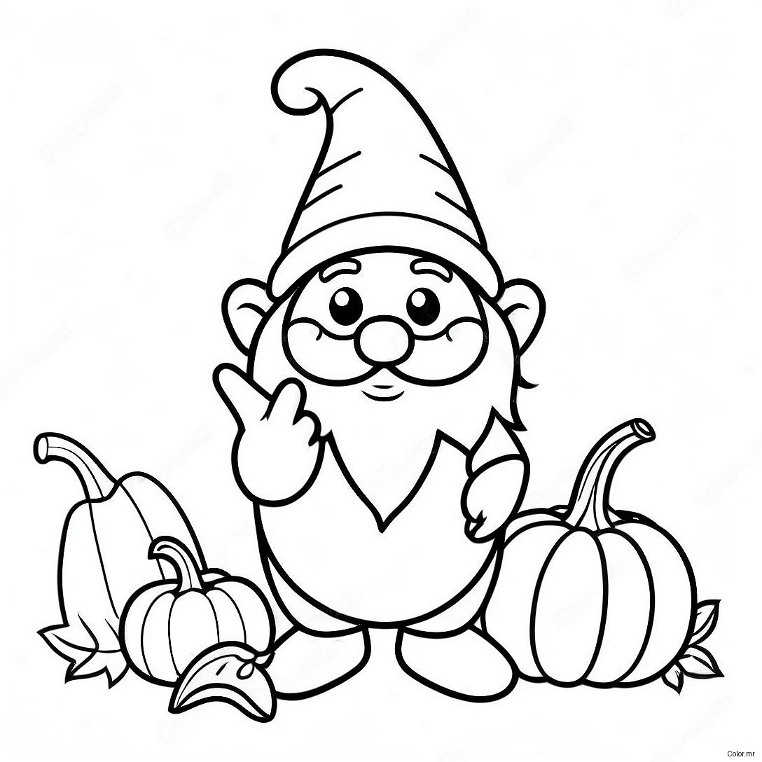 Festive Thanksgiving Gnome With Pumpkin Coloring Page 70644 58410