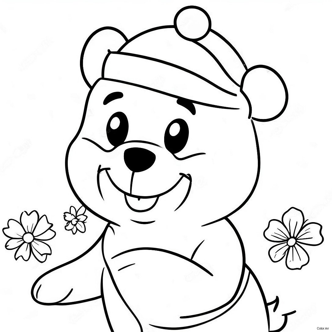 Festive Winnie The Pooh With Santa Hat Coloring Page 50655 42217