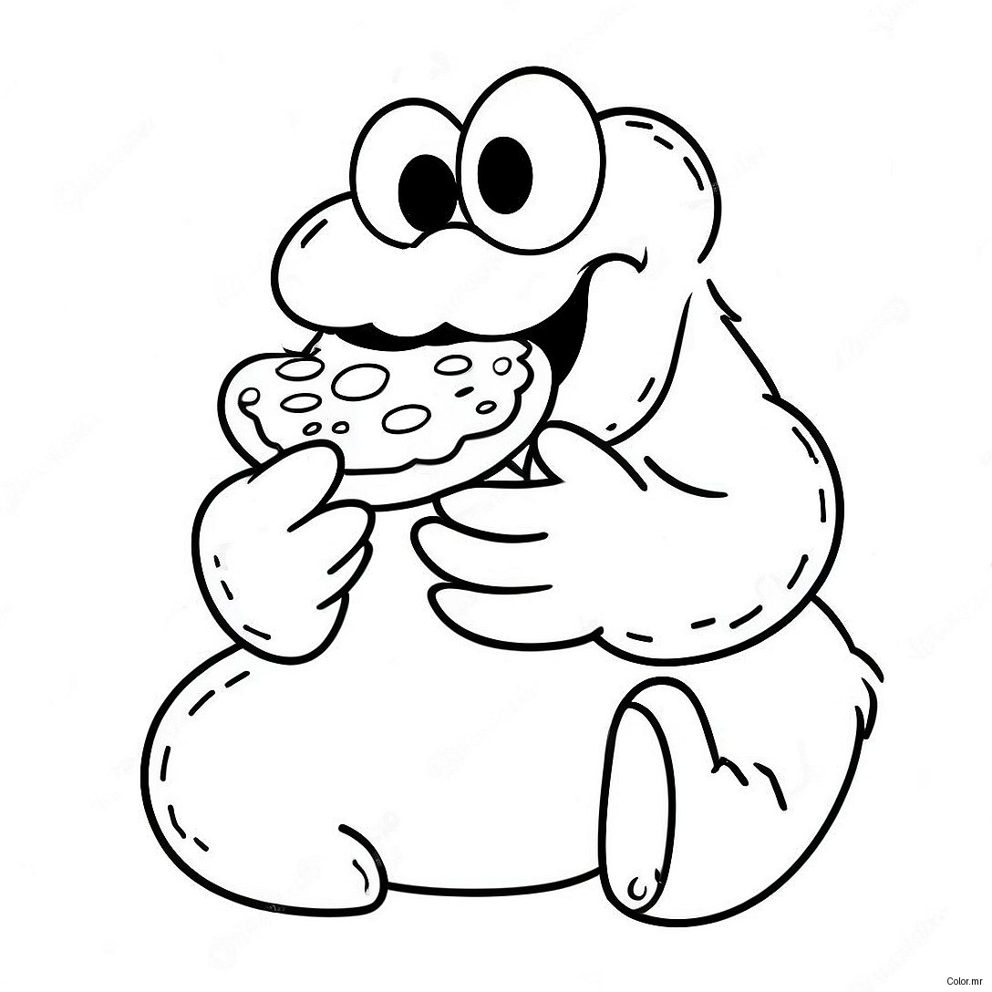 Funny Cookie Monster Eating Cookies Coloring Page 822 658