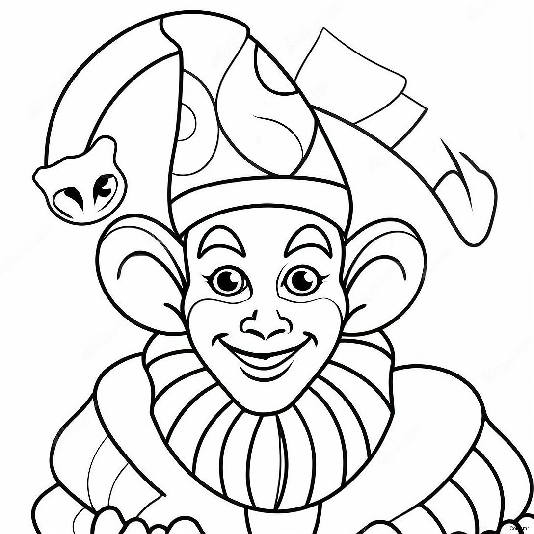 Funny Jester With Colorful Hat Coloring Page 39508 32794