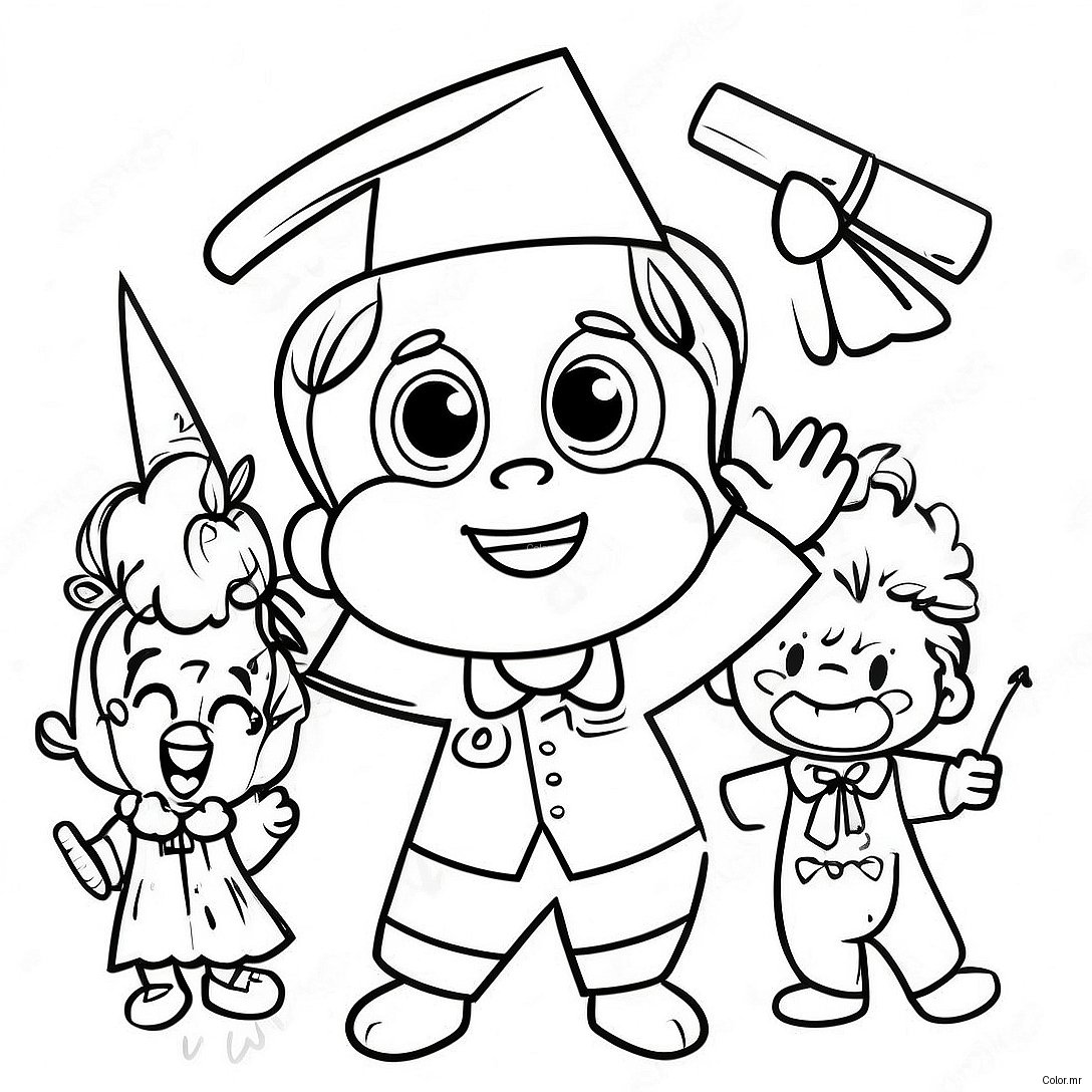 Happy Preschool Graduation Celebration Coloring Page 40819 33809