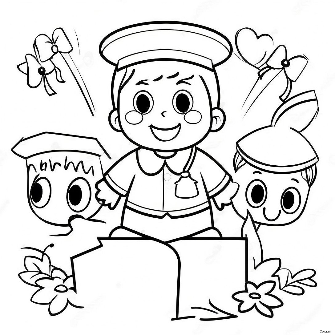 Happy Preschool Graduation Celebration Coloring Page 40819 33810