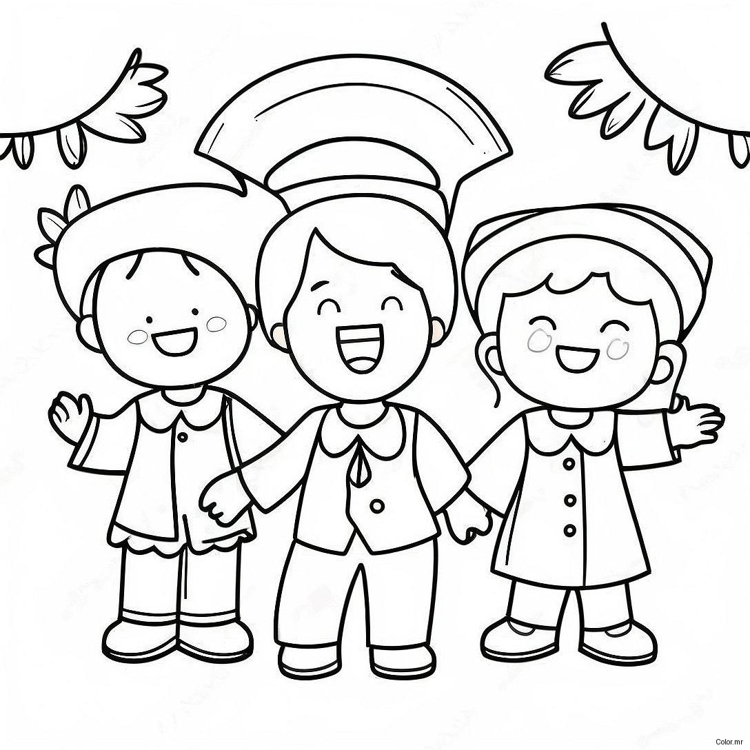 Happy Preschool Graduation Celebration Coloring Page 40819 33811