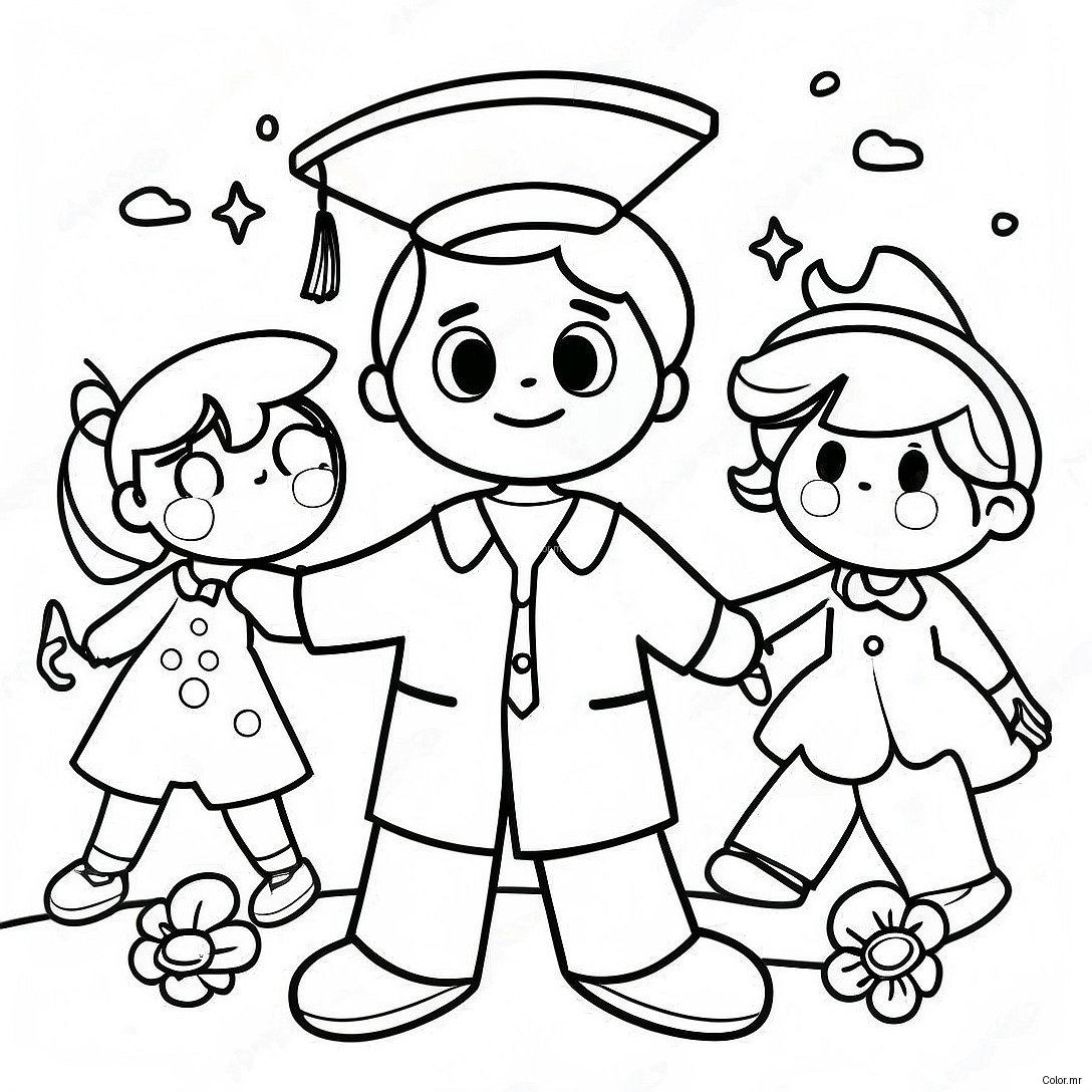Happy Preschool Graduation Celebration Coloring Page 40819 33812