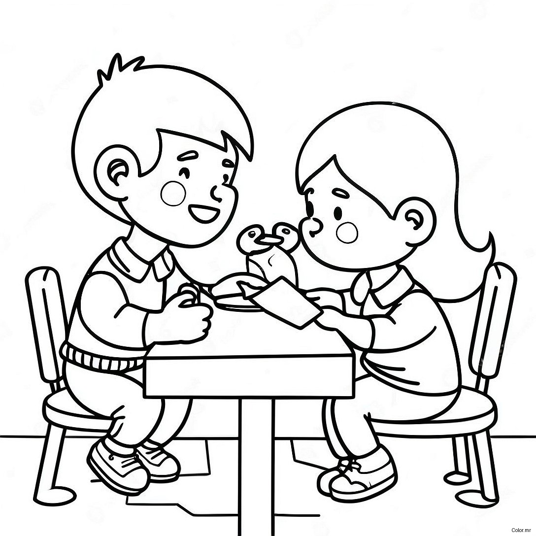Honest Kids Sharing Secrets Coloring Page 52637 43781