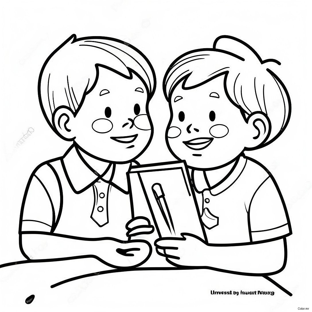 Honest Kids Sharing Secrets Coloring Page 52637 43783