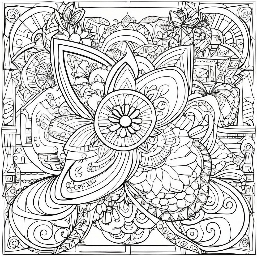 Intricate Geometric Shapes Optical Illusion Coloring Page 12458 10368