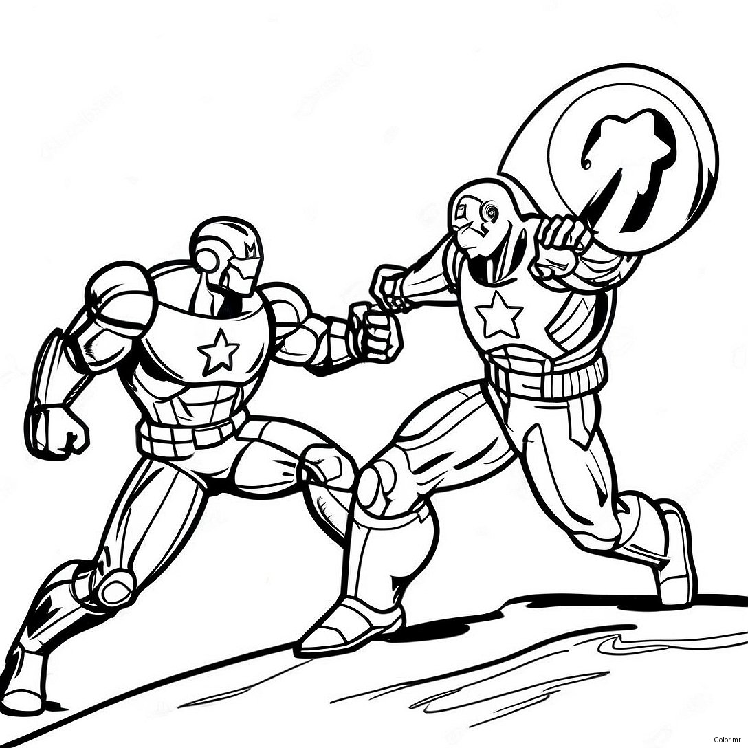 Iron Man Vs Captain America Battle Coloring Page 32852 17162