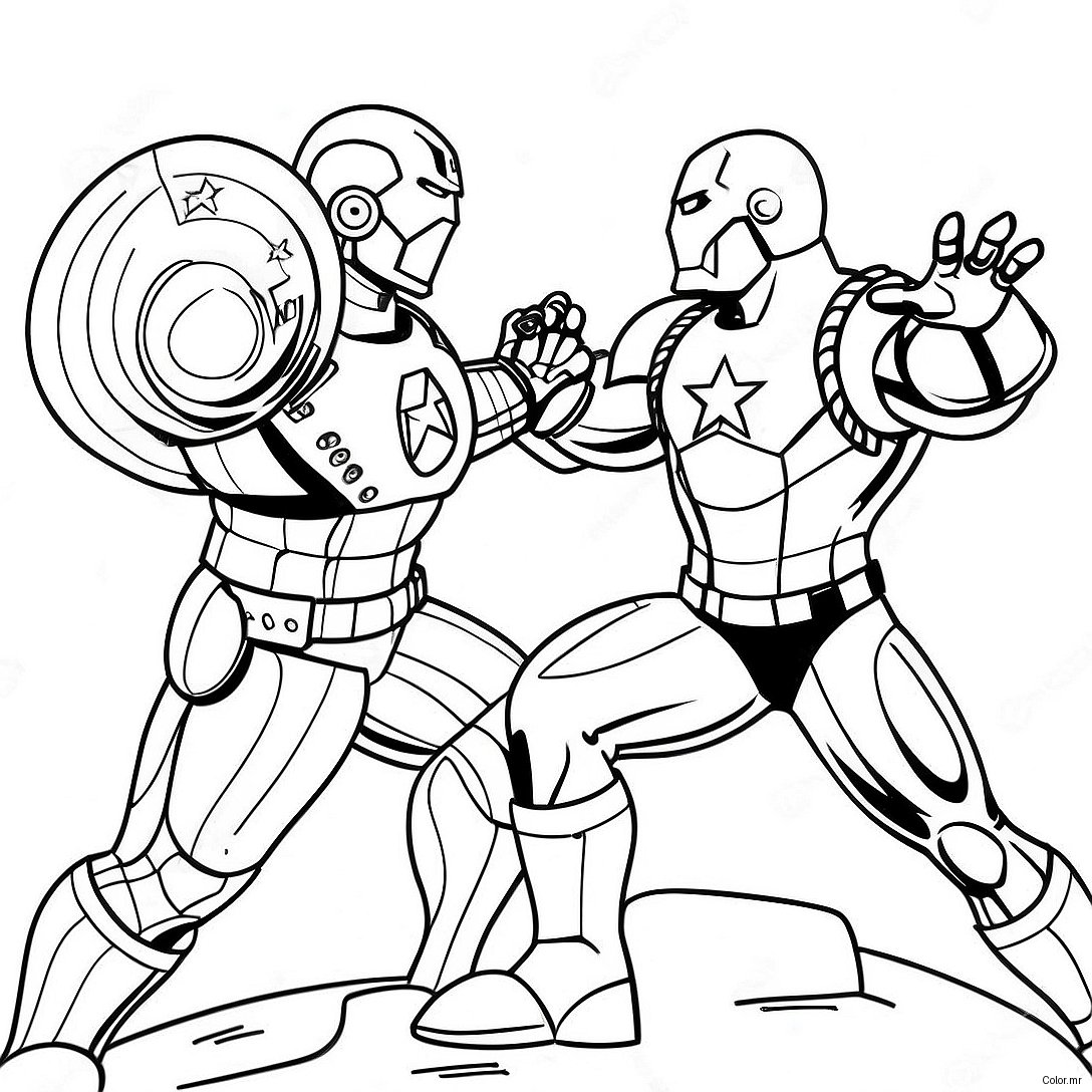 Iron Man Vs Captain America Battle Coloring Page 32852 17163