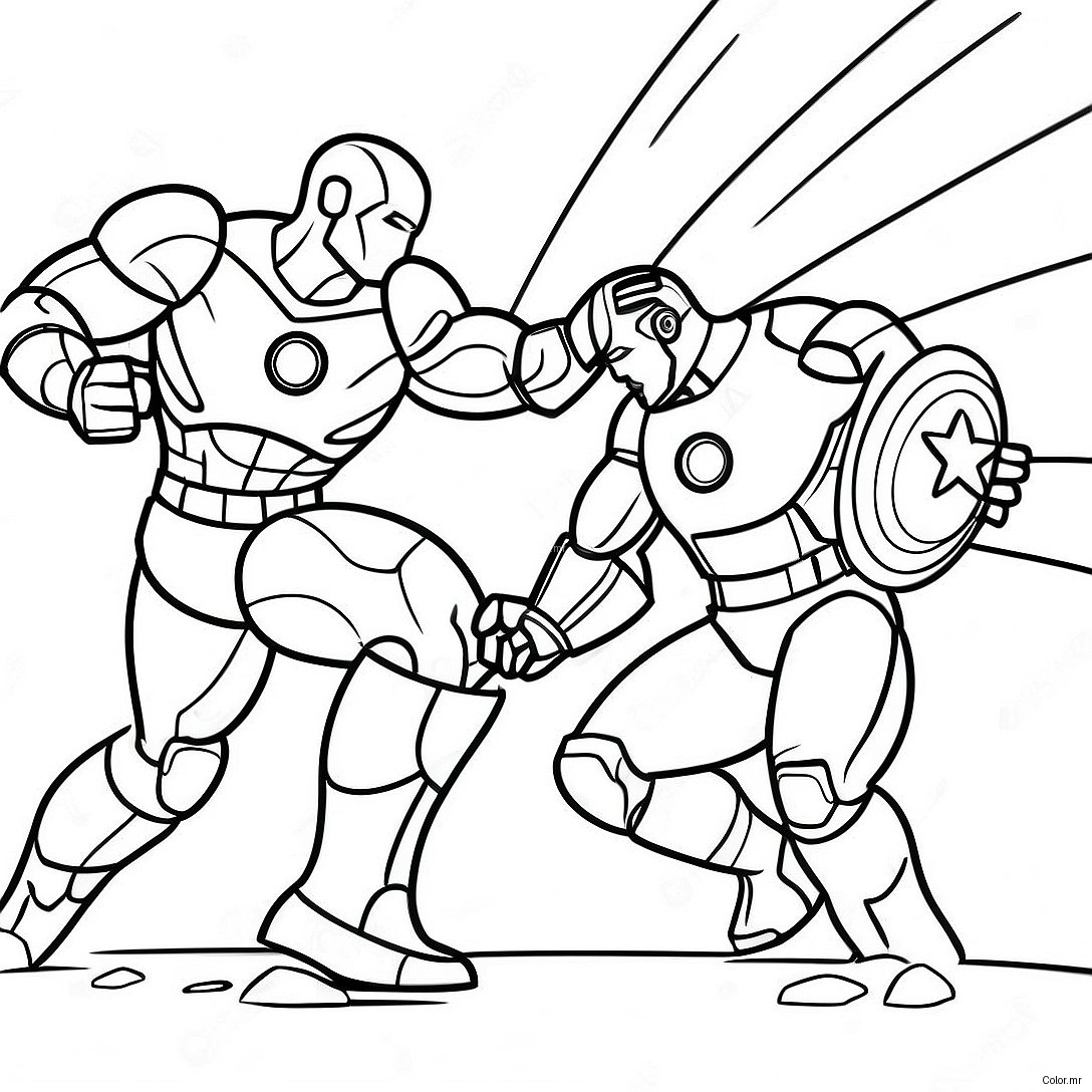 Iron Man Vs Captain America Battle Coloring Page 32852 17164