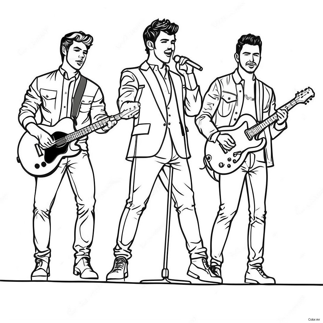 Jonas Brothers Performing On Stage Coloring Page 42972 35778