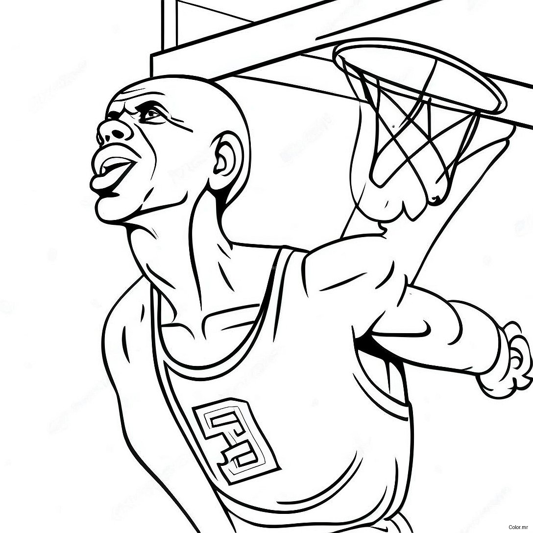 Kareem Abdul Jabbar Dunking Basketball Coloring Page 51805 43131