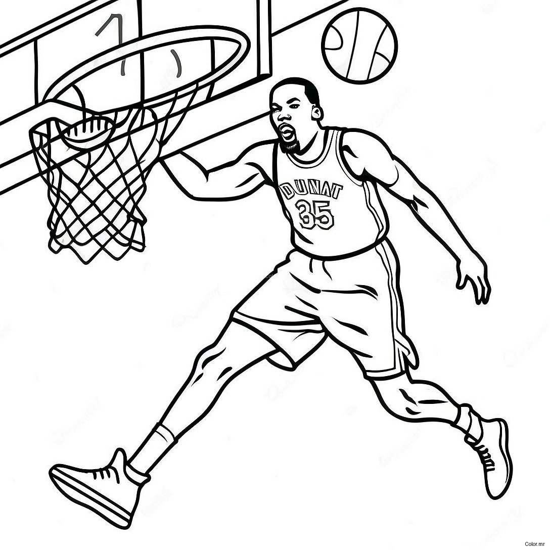 Kevin Durant Dunking Basketball Coloring Page 21453 19775