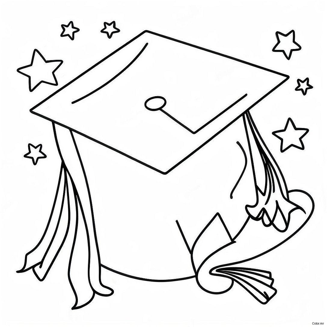 Kindergarten Graduation Cap And Gown Coloring Page 9346 7631