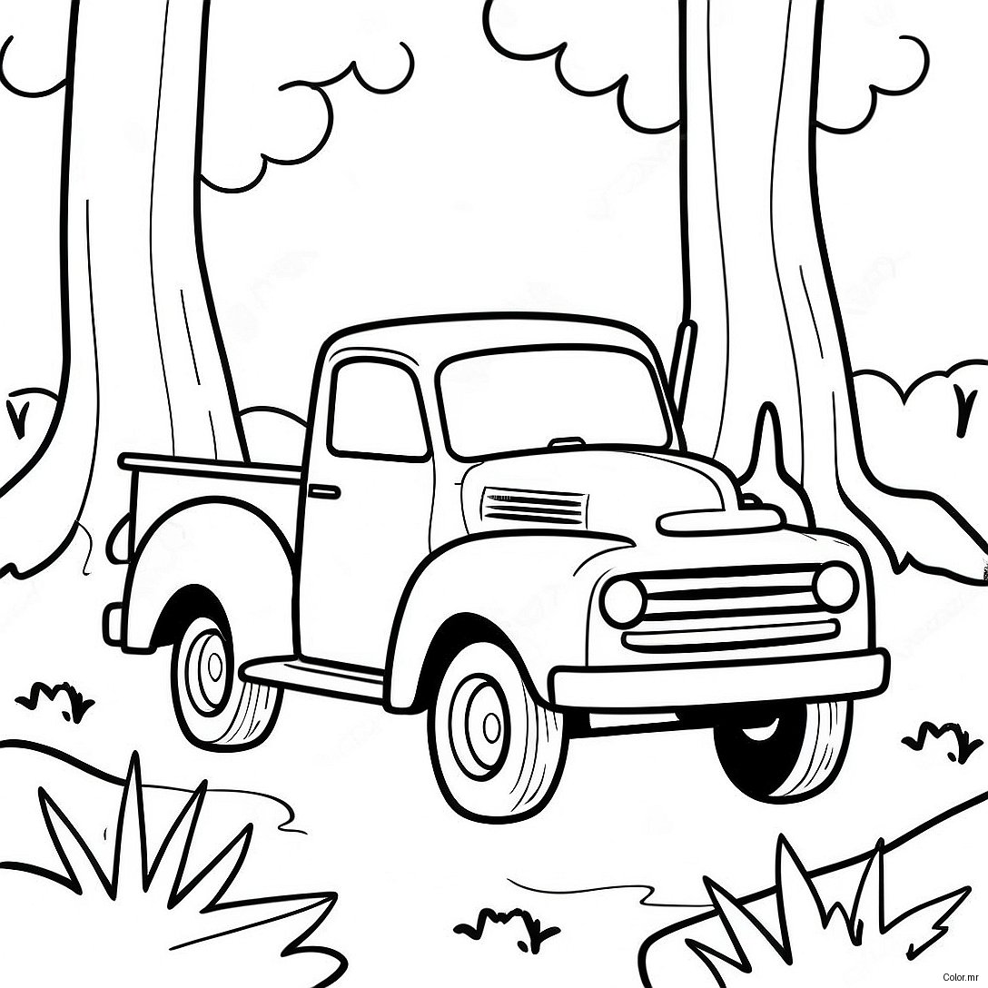 Little Blue Truck Driving Through The Forest Coloring Page 7504 6099