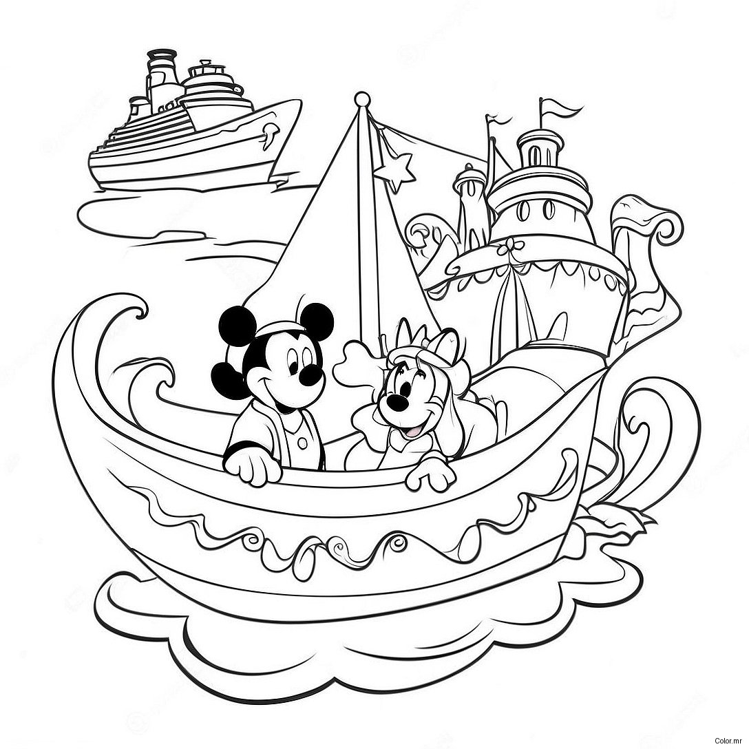 Magical Disney Characters On A Cruise Coloring Page 17194 14459