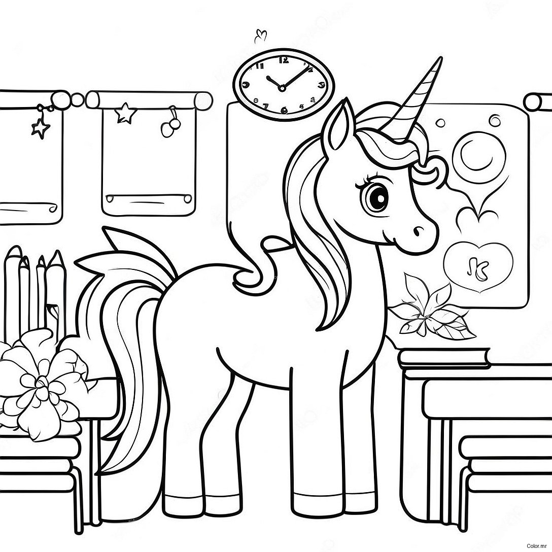 Magical Unicorn Academy Classroom Coloring Page 67483 55696
